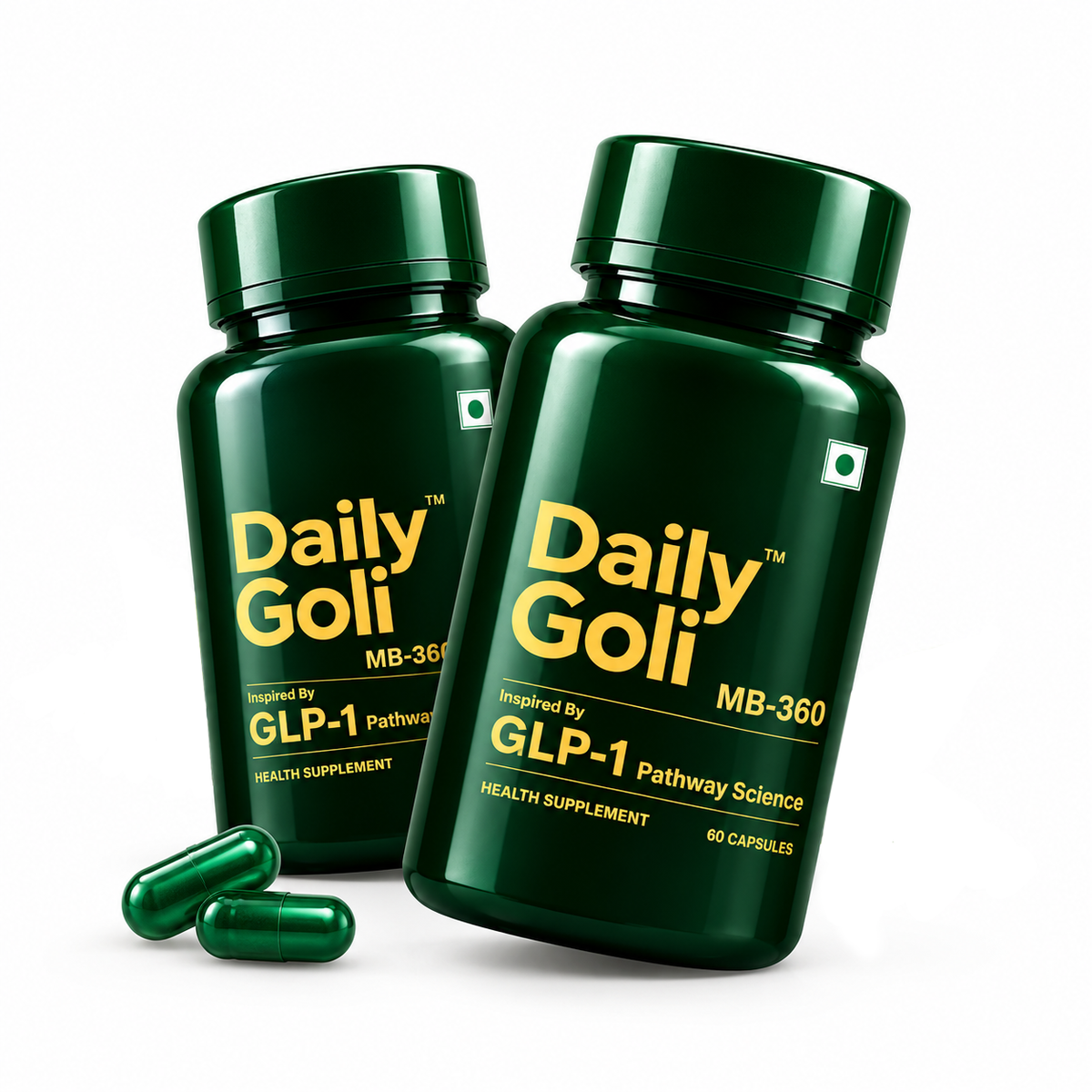 MB-360 GLP-1 Natural Metabolism Booster | Supports Weight Management, Fat Loss & Sugar Control | Plant-Based Appetite Suppressant for Men & Women | 60 Veg Capsules | 1 Month Supply