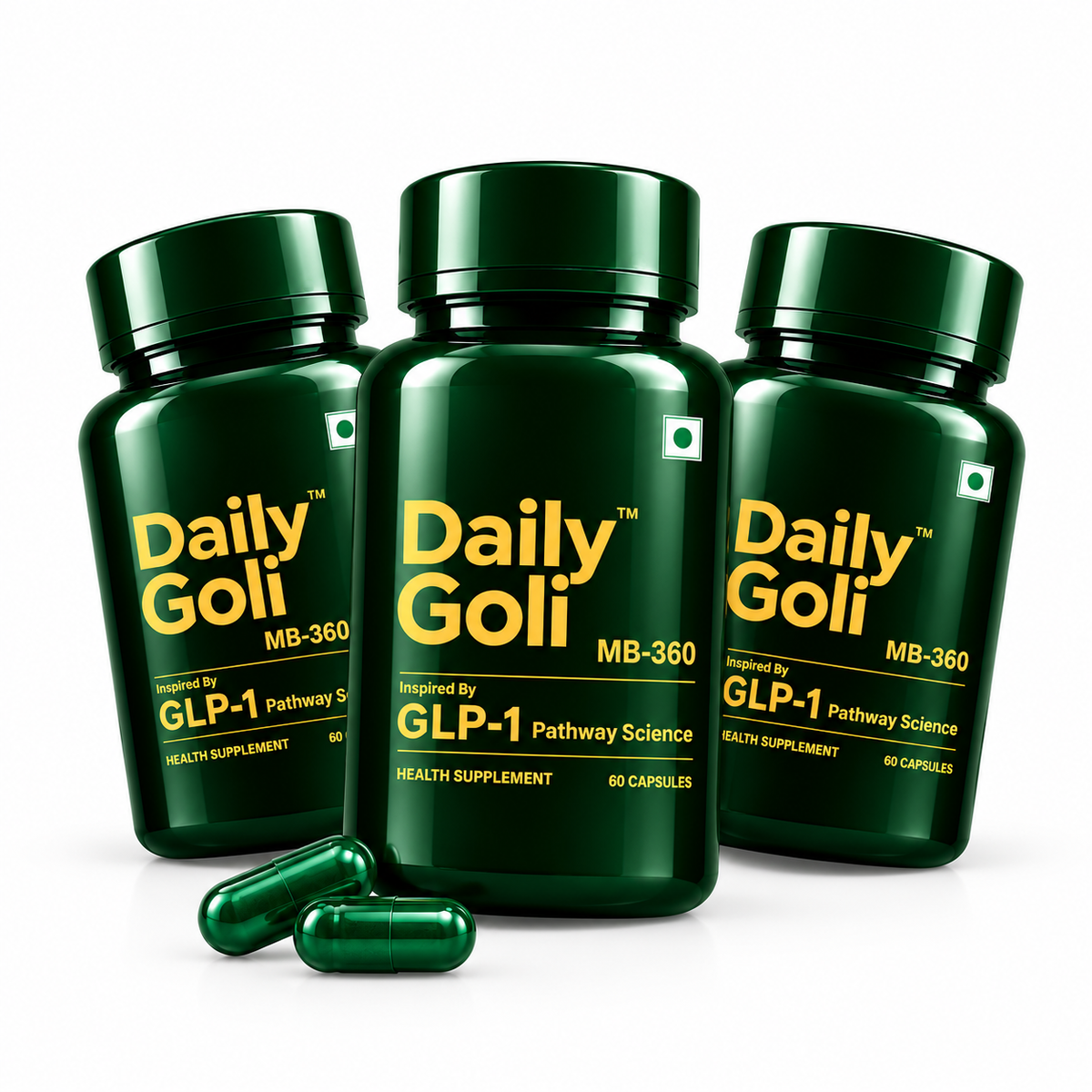 MB-360 GLP-1 Natural Metabolism Booster | Supports Weight Management, Fat Loss & Sugar Control | Plant-Based Appetite Suppressant for Men & Women | 60 Veg Capsules | 1 Month Supply